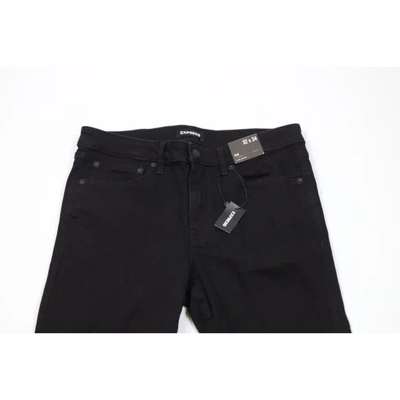 New Express Mens Size 32x34 Hyper Stretch Slim Fit Skinny Leg Denim Jeans Black